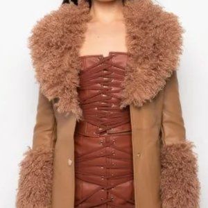 Vegan leather with fake fur coat